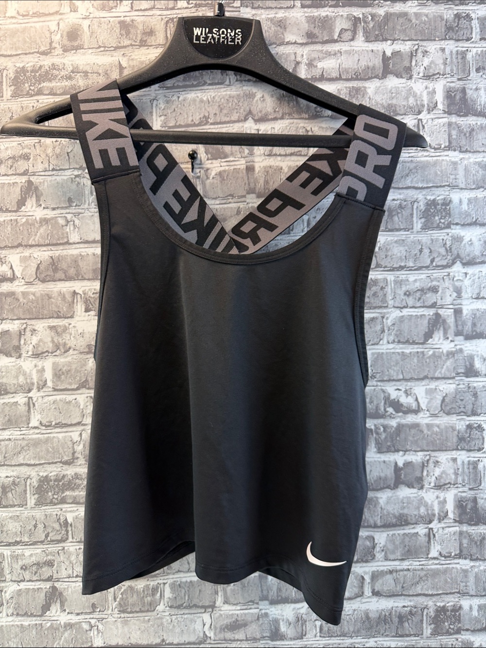 Nike Pro Black Tank Top with Gray Branded Straps‎